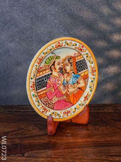 Marble hand painted plate 6 inch with stand - WL0723