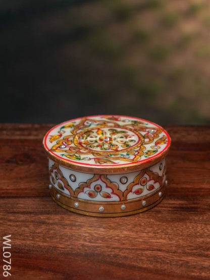 Marble hand painted round box - WL0786