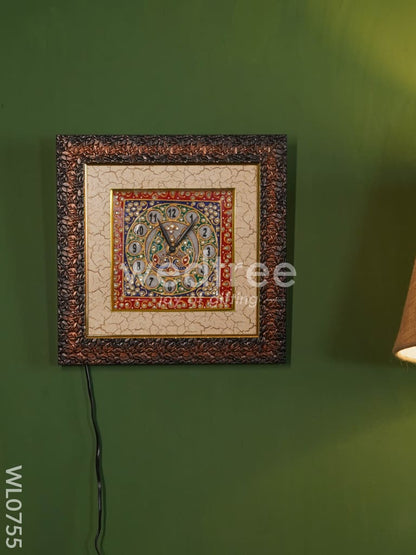 Marble hand painted wall clock with frame small - WL0755