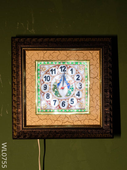 Marble hand painted wall clock with frame small - WL0755
