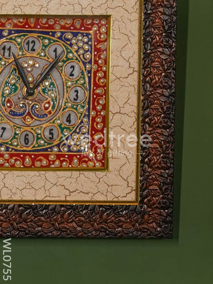 Marble hand painted wall clock with frame small - WL0755