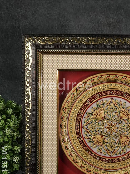 Marble Painted Round Floral Thali Frame : 9 Inches - WL1351