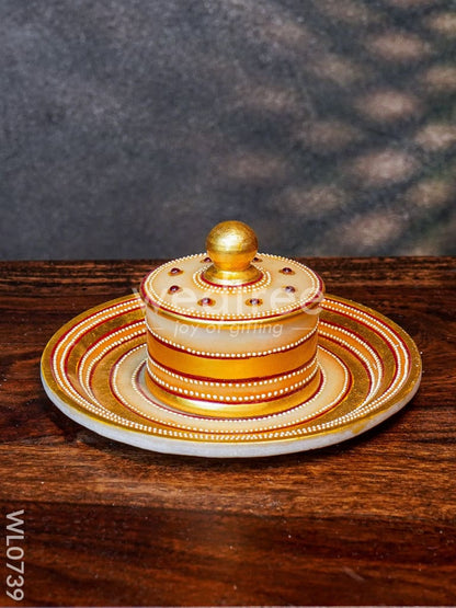 Marble round tray with box - WL0739
