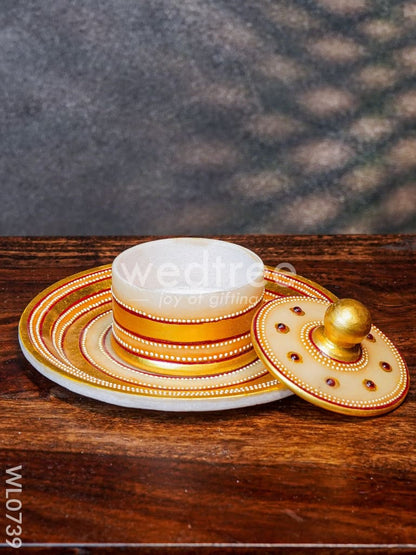 Marble round tray with box - WL0739