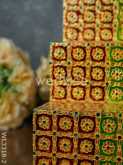Maroon & Green 3 Step Meenakari Golu Stand - WL3318-2