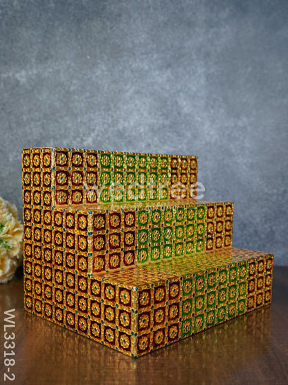 Maroon & Green 3 Step Meenakari Golu Stand - WL3318-2