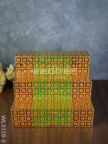 Maroon & Green 3 Step Meenakari Golu Stand - WL3318-2
