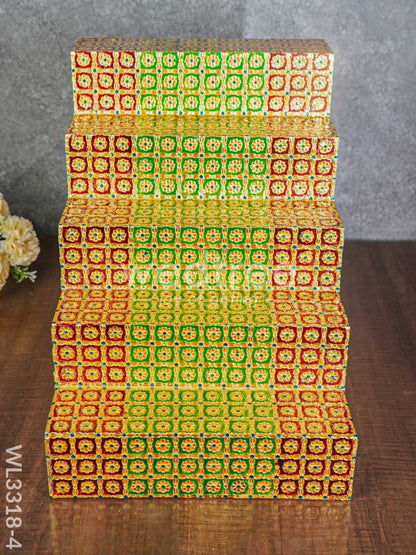 Maroon & Green 5 Step Meenakari Golu Stand - WL3318-4