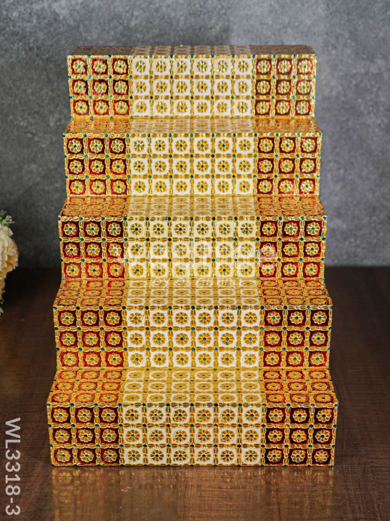 Maroon & Sandal 5 Step Meenakari Golu Stand - WL3318-3