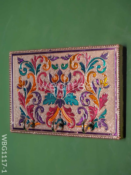 Meenakari Copper Finished Key Hanger With Floral Design - WBG1117-1