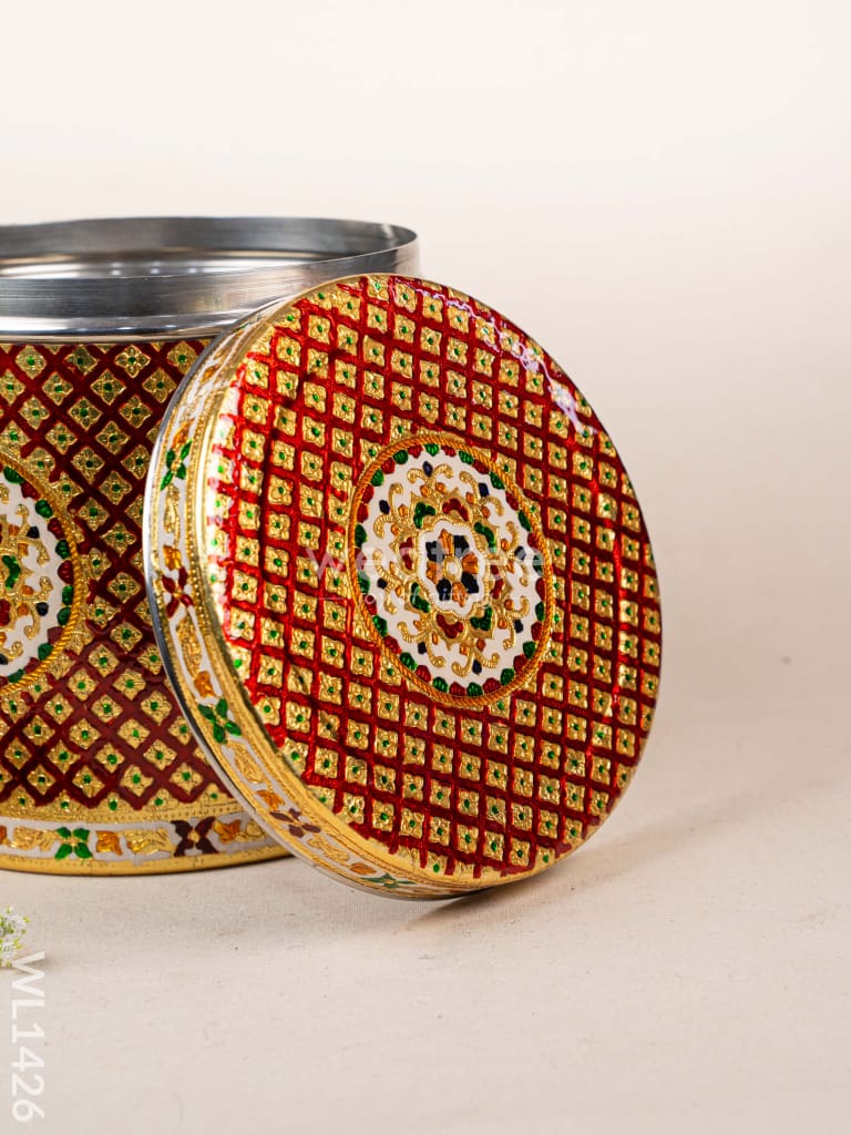 Meenakari Dabba - 10.5 inch (Red) - WL1426