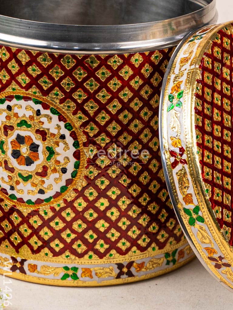 Meenakari Dabba - 10.5 inch (Red) - WL1426