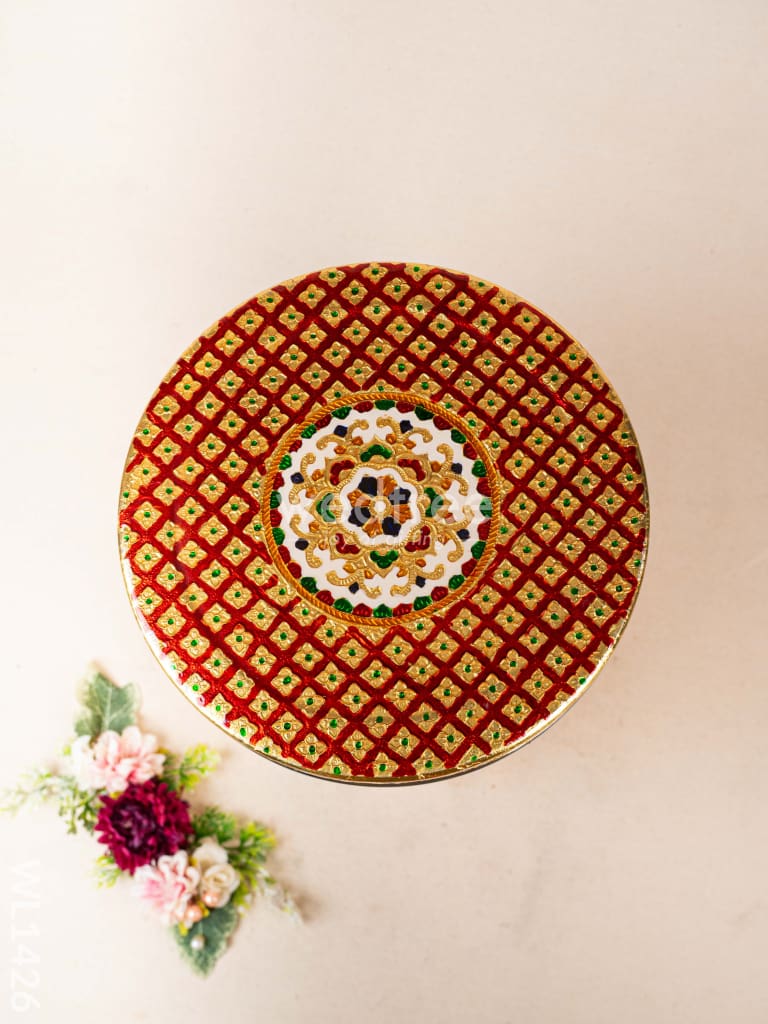 Meenakari Dabba - 10.5 inch (Red) - WL1426