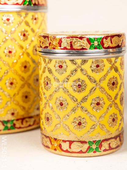 Meenakari Dabba - 6 inch - Yellow - WL5051-1