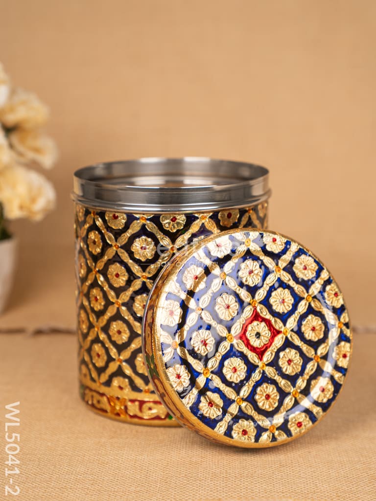 Meenakari Dabba - 7 inch - Blue - WL5041-2