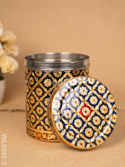 Meenakari Dabba - 7 inch - Blue - WL5041-2