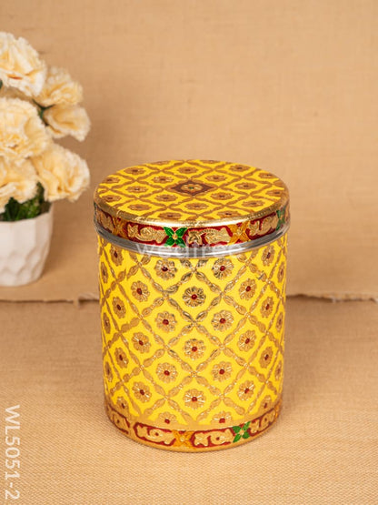 Meenakari Dabba - 8 inch - Yellow - WL5051-2