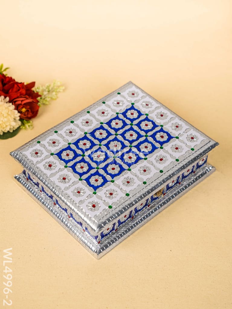 Meenakari Dry Fruit Box - Silver - WL4996-2