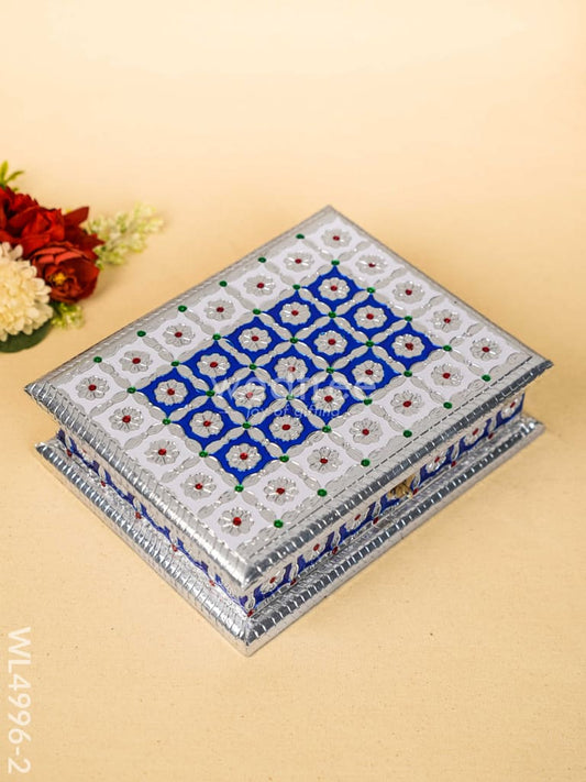 Meenakari Dry Fruit Box - Silver - WL4996-2