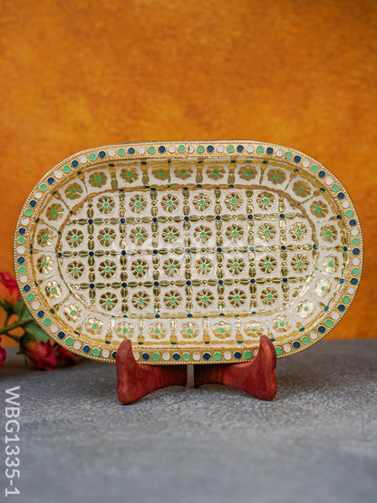 Meenakari Floral Oval Plate - WBG1335
