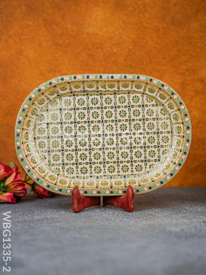 Meenakari Floral Oval Plate - WBG1335
