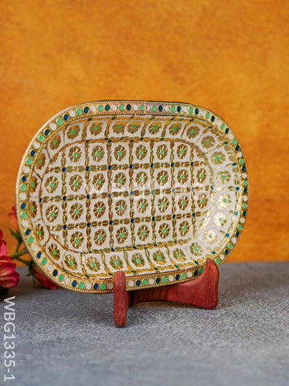 Meenakari Floral Oval Plate - WBG1335