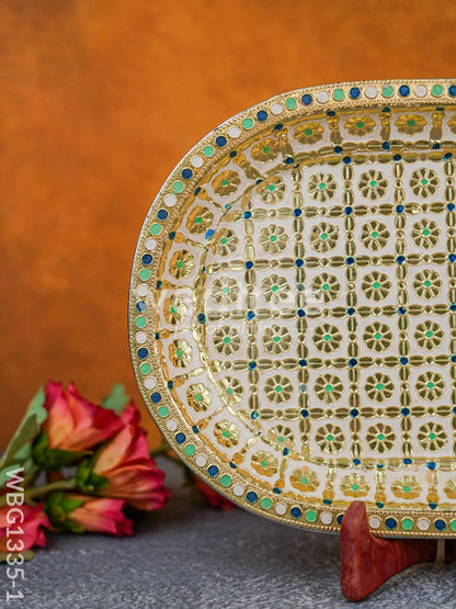 Meenakari Floral Oval Plate - WBG1335