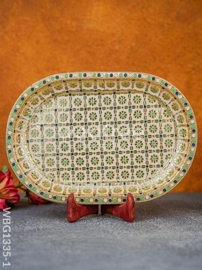 Meenakari Floral Oval Plate - WBG1335