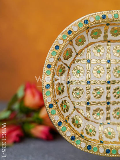 Meenakari Floral Oval Plate - WBG1335