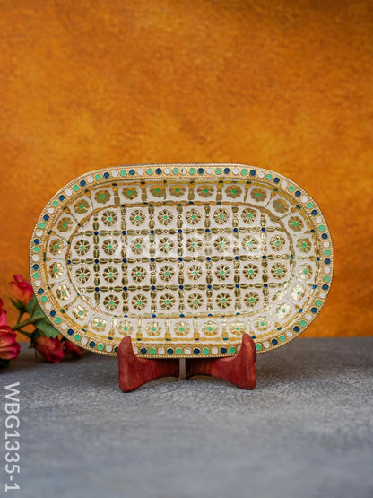Meenakari Floral Oval Plate - WBG1335