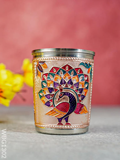 Meenakari Glass - Peacock Design - Copper Finish - WBG1302