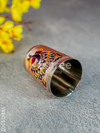 Meenakari Glass - Peacock Design - Copper Finish - WBG1302