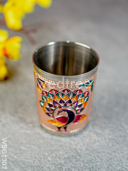 Meenakari Glass - Peacock Design - Copper Finish - WBG1302