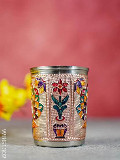 Meenakari Glass - Peacock Design - Copper Finish - WBG1302