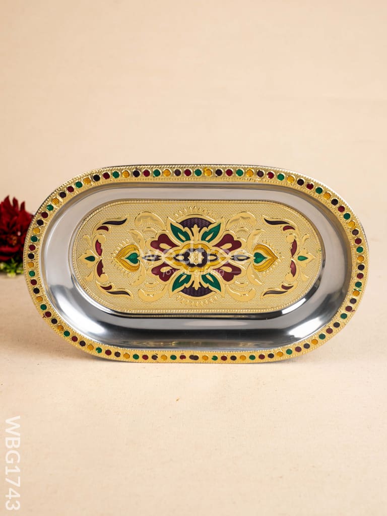 Meenakari Oval Plate - 10 inch - WBG1743