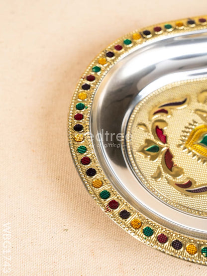Meenakari Oval Plate - 10 inch - WBG1743