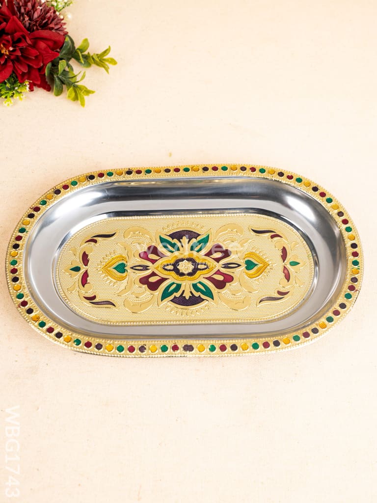 Meenakari Oval Plate - 10 inch - WBG1743