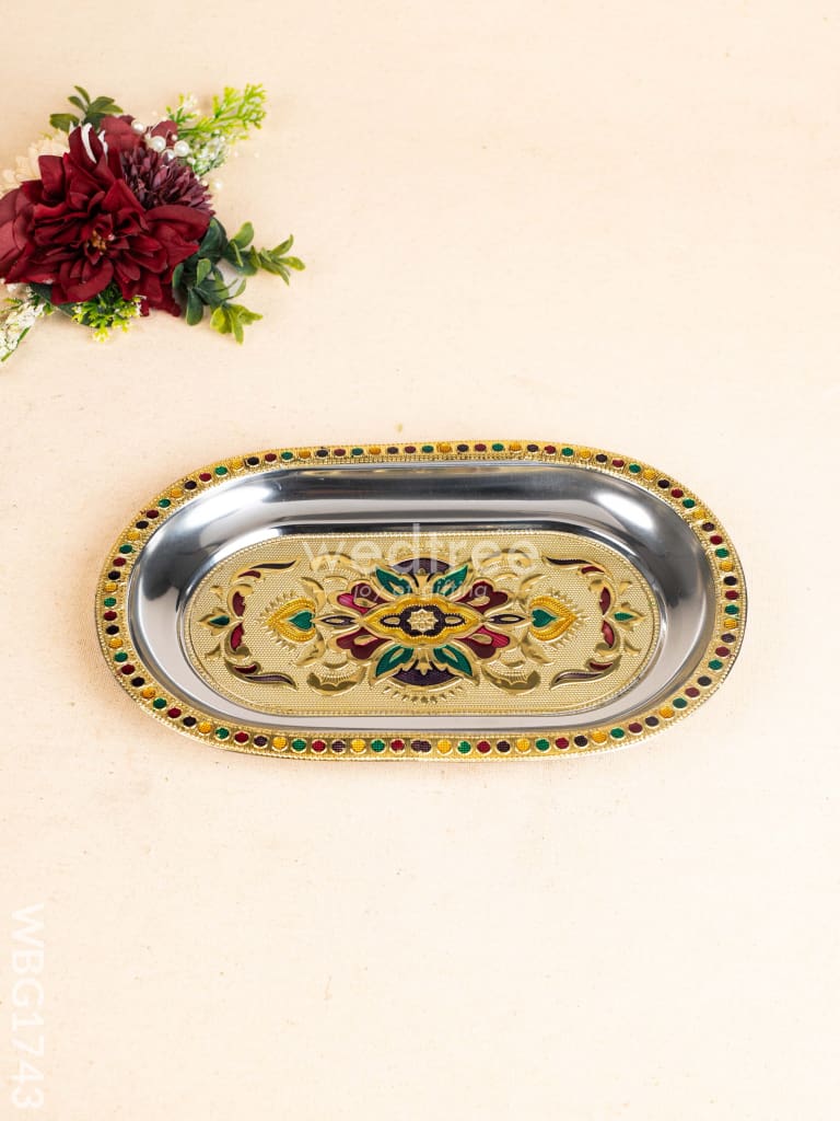 Meenakari Oval Plate - 10 inch - WBG1743