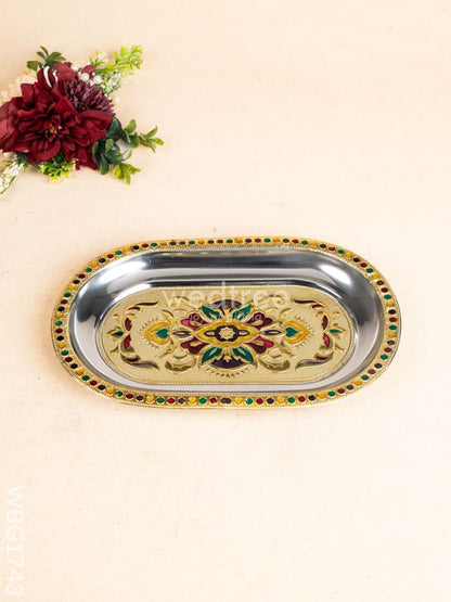 Meenakari Oval Plate - 10 inch - WBG1743