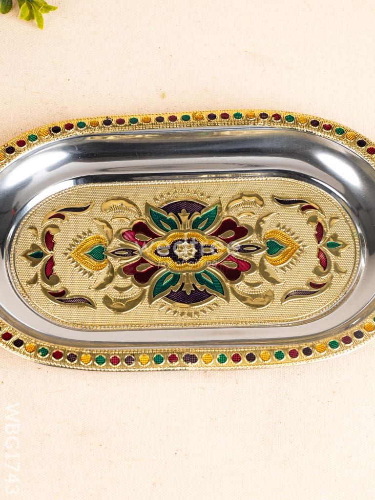 Meenakari Oval Plate - 10 inch - WBG1743
