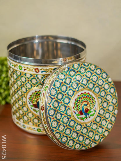 Meenakari Peacock Dabba 12 Inch (Red) - WL0425