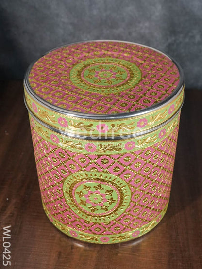 Meenakari Peacock Dabba 12 Inch (Red) - WL0425