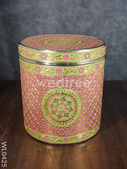 Meenakari Peacock Dabba 12 Inch (Red) - WL0425
