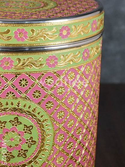 Meenakari Peacock Dabba 12 Inch (Red) - WL0425