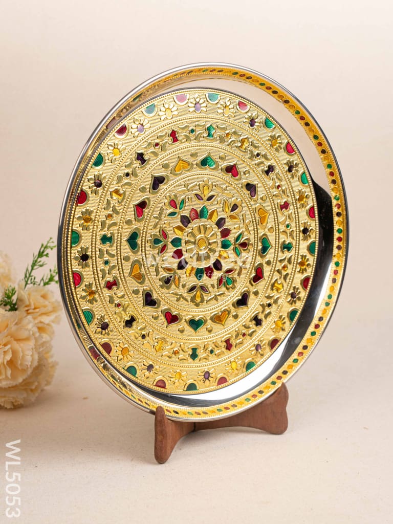 Meenakari Plate - Gold - 12 inch - WL5053