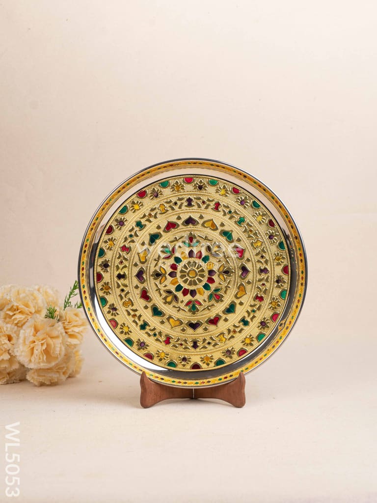 Meenakari Plate - Gold - 12 inch - WL5053
