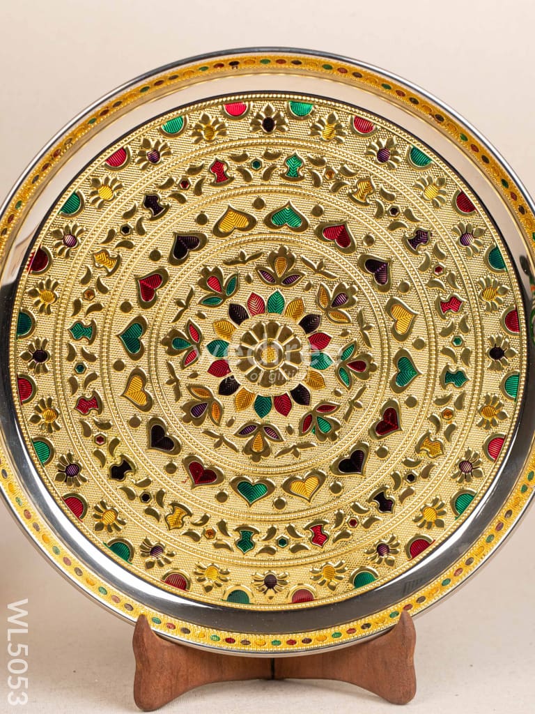 Meenakari Plate - Gold - 12 inch - WL5053