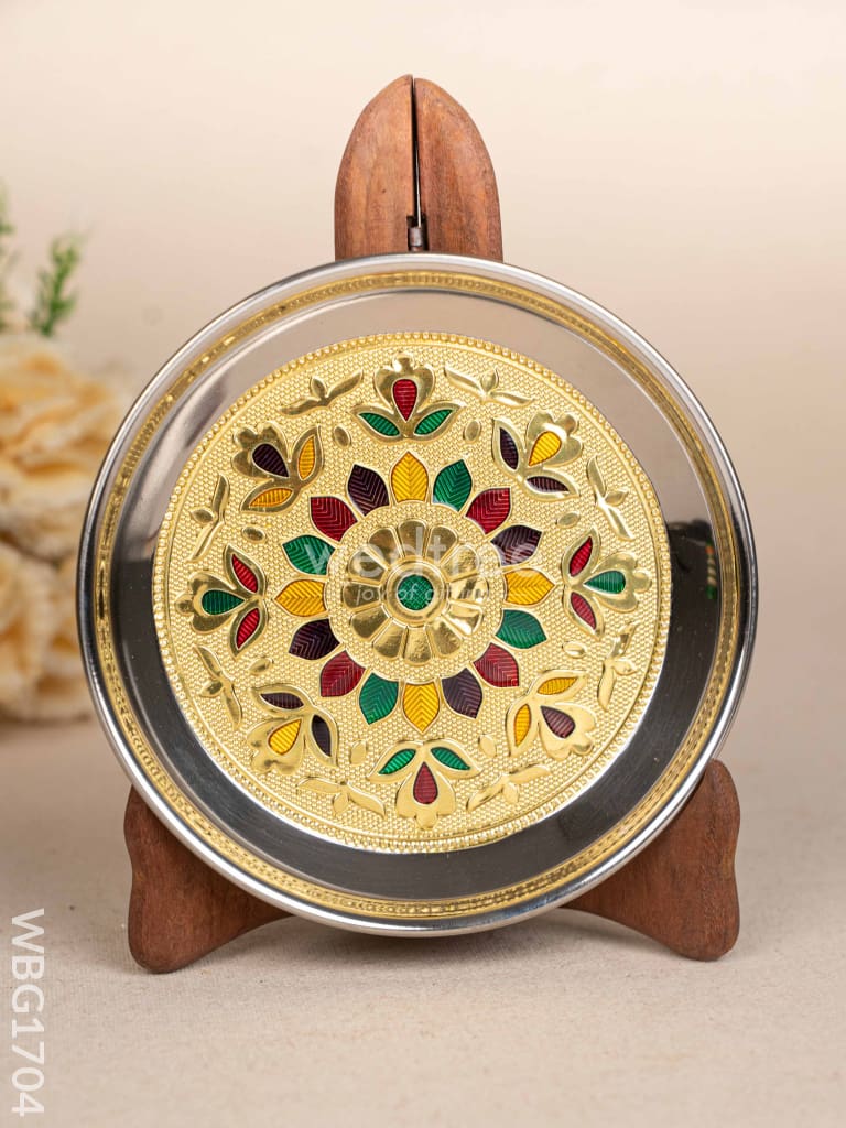 Meenakari Plate - Gold - 6 inch - WBG1704