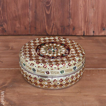 Meenakari Round Box - 9 inch W3667