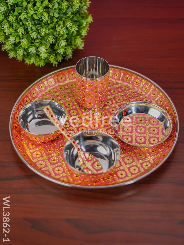 Meenakari Stainless Steel Thali Set - WL3862